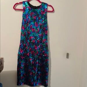 NADINE Sequin Mini Dress - Blue and Pink Size Small